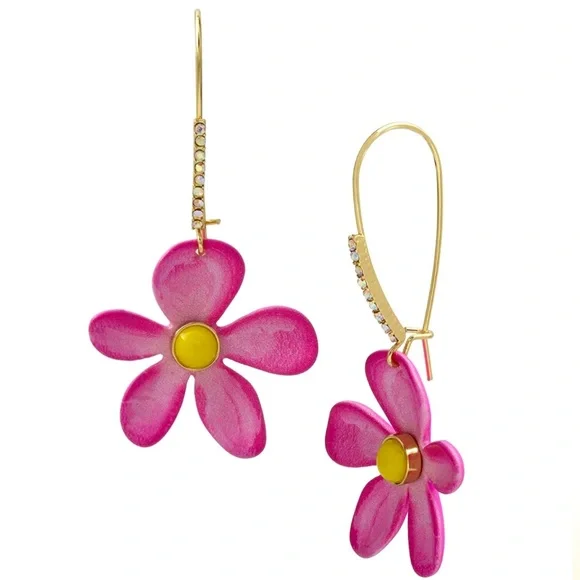 NWT $38 Betsey Johnson Flower Dangle Earrings - Picture 2 of 6